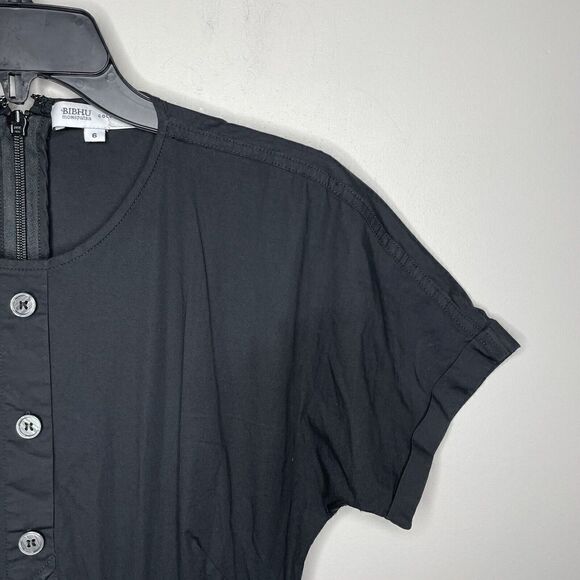 BIBHU MOHAPATRA Collective Dress Womens 6 Black Cutout Fringe Asymmetric Midi - Picture 4 of 9